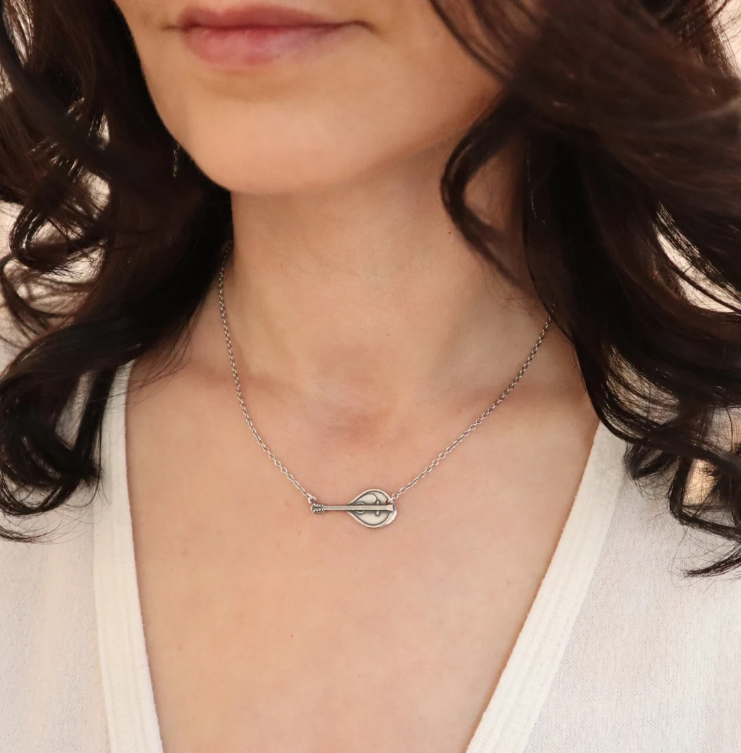 Small Mandolin Necklace, Sterling Silver Finish, Mandolin Jewelry | Etsy (US)