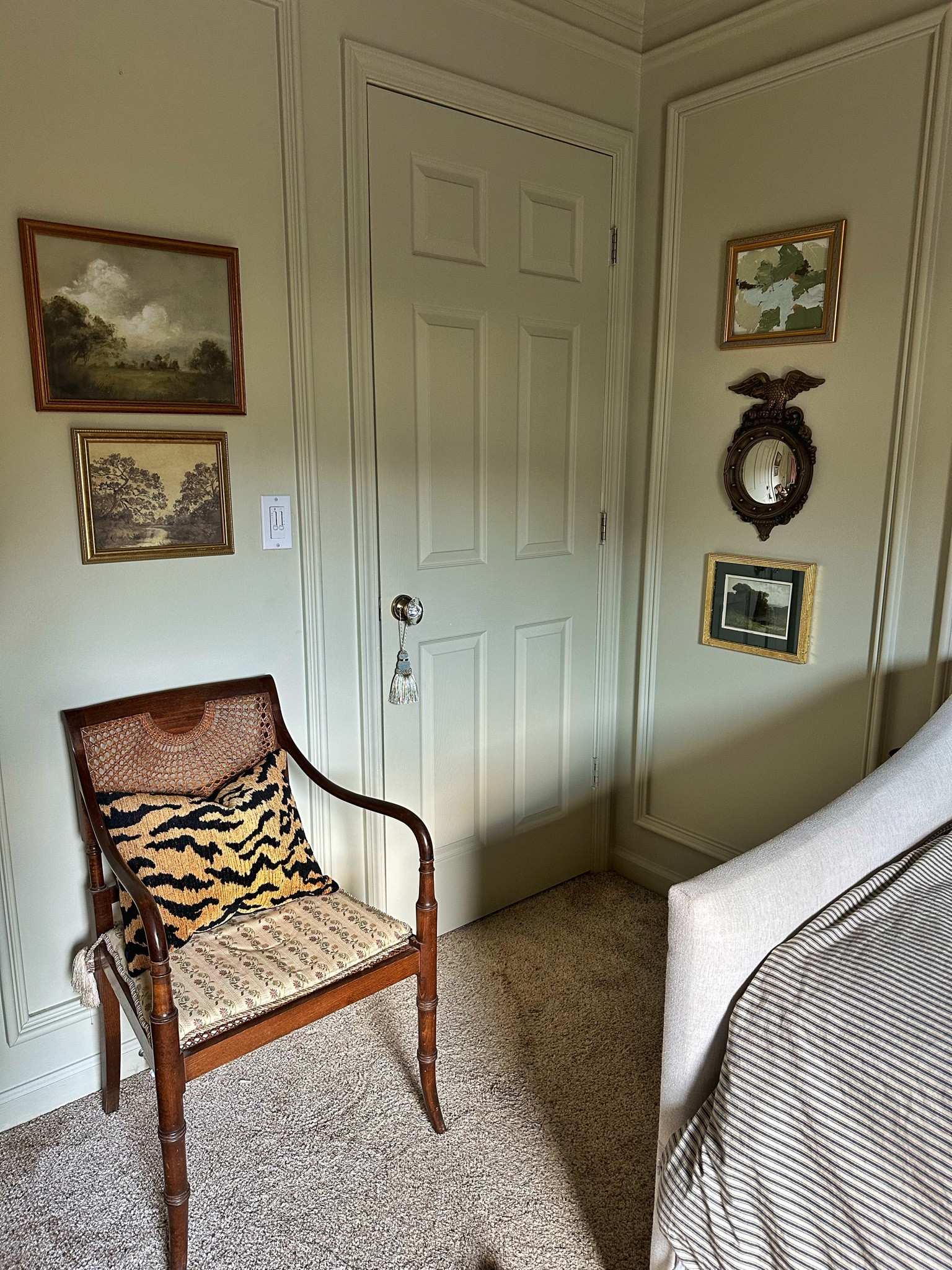 Gallery wall, landscape art print, Etsy, tiger pillow, velvet, Crystal doorknob, amazon, daybed, 

#LTKhome #LTKFind