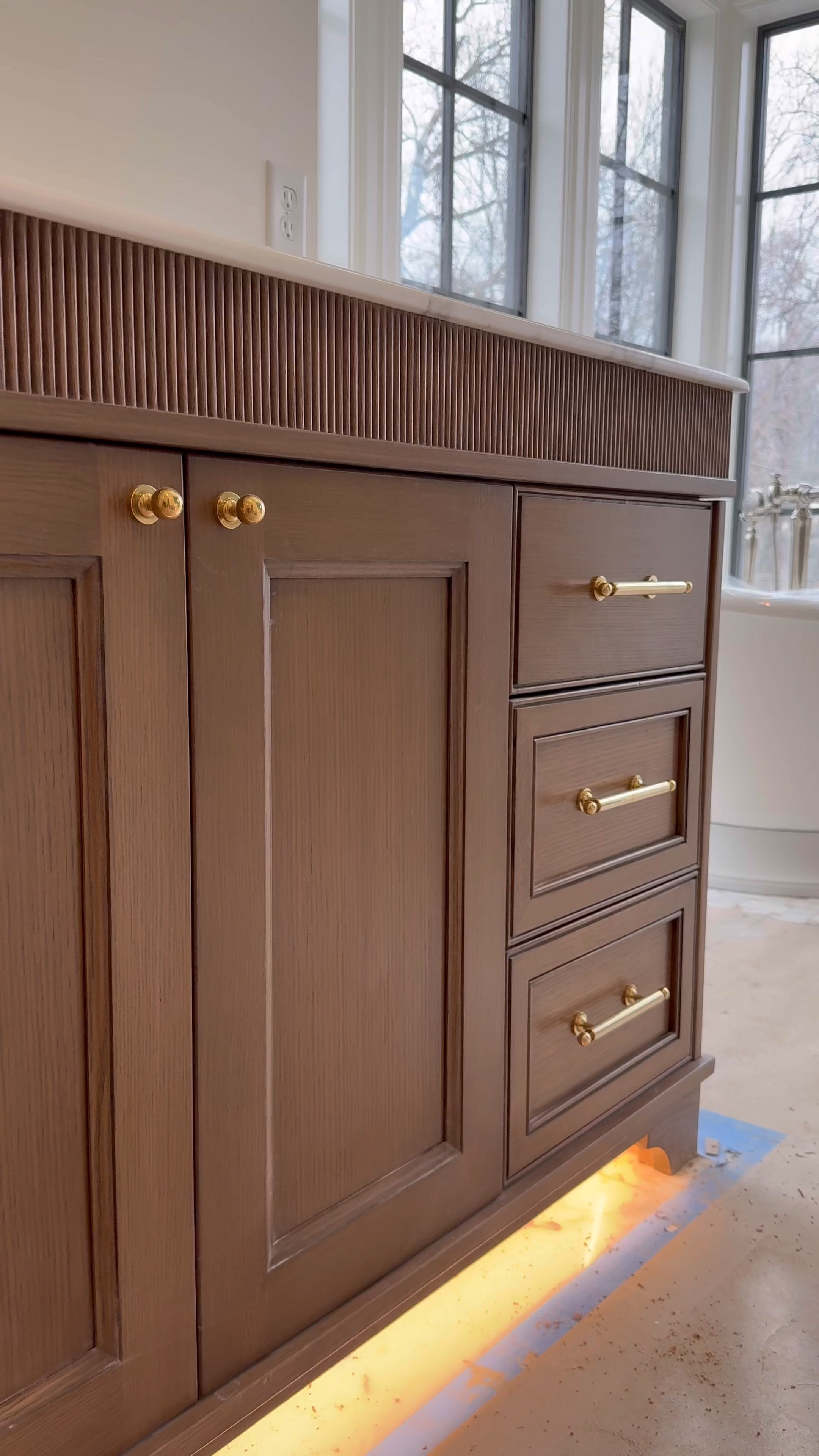 I’m in love with how my primary suite bathroom cabinetry turned out. I found and linked some vanities with a similar look and feel as well as a sink faucet and mounted vanity lights with shades.

#LTKHome