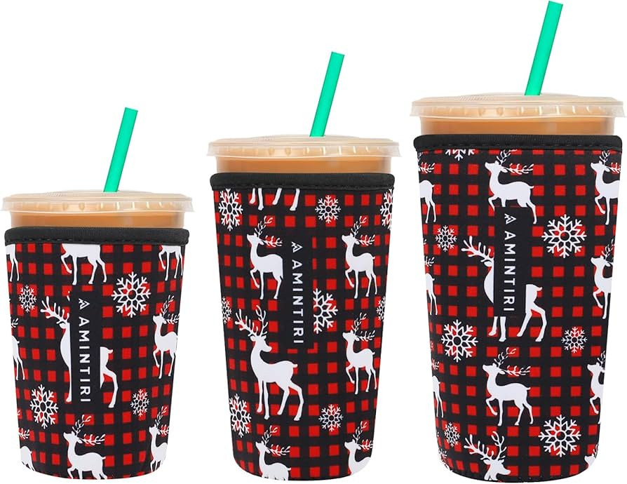 3 Pack Reusable Neoprene Sleeve for Iced & Hot Drinks, Compatible with Starbucks & Dunkin' Coffee... | Amazon (US)