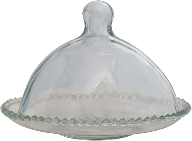 Creative Co-Op Glass Cloche and Hobnail Edge Tray, Clear | Amazon (US)