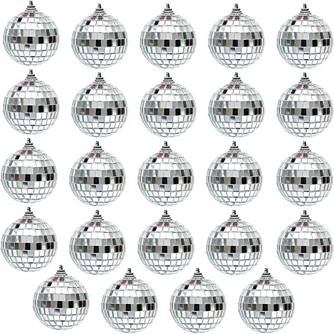 24 PCS Christmas Ornaments Mini Disco Ball Party Decorations -Mini Christmas Ball Ornaments, Disc... | Amazon (US)