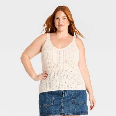 Women's Sleeveless Scoop Neck Tank Pullover Sweater - Universal Thread™ Cream 4X | Target