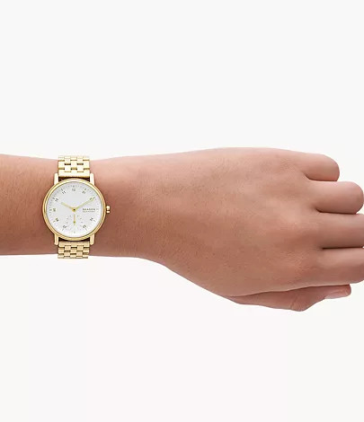 Kuppel Lille Two-Hand Sub-Second Gold Stainless Steel Mesh Watch | Skagen UK