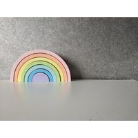 Wooden Toys Pastel Rainbow. Montessori Toys. Waldorf Rainbow Stacker. Baby Gift. Baby Puzzle | Etsy (US)