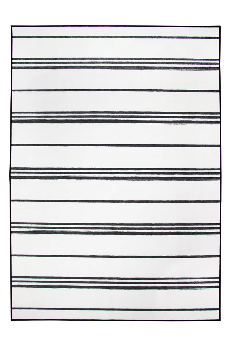 Stripe Black and White Washable Rug | My Magic Carpet