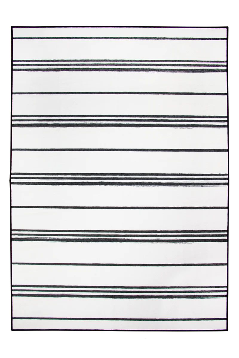 Stripe Black and White Washable Rug | My Magic Carpet