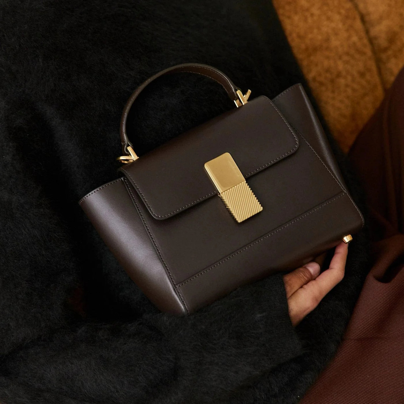 Mini Marly Gold Edition - Chocolate Box Leather | ATELIERS AUGUSTE