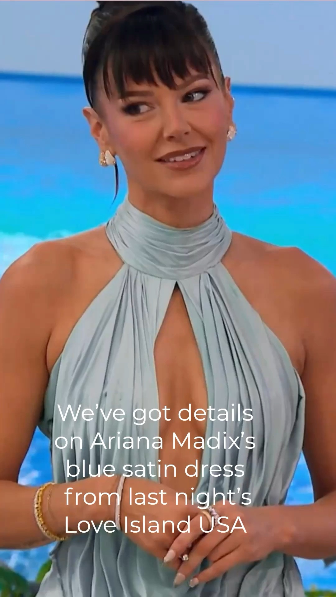 We’ve got details on Ariana Madix’s light blue satin dress from Season 8 Episode 13 of Love Island USA 📸 = @loveislandusa