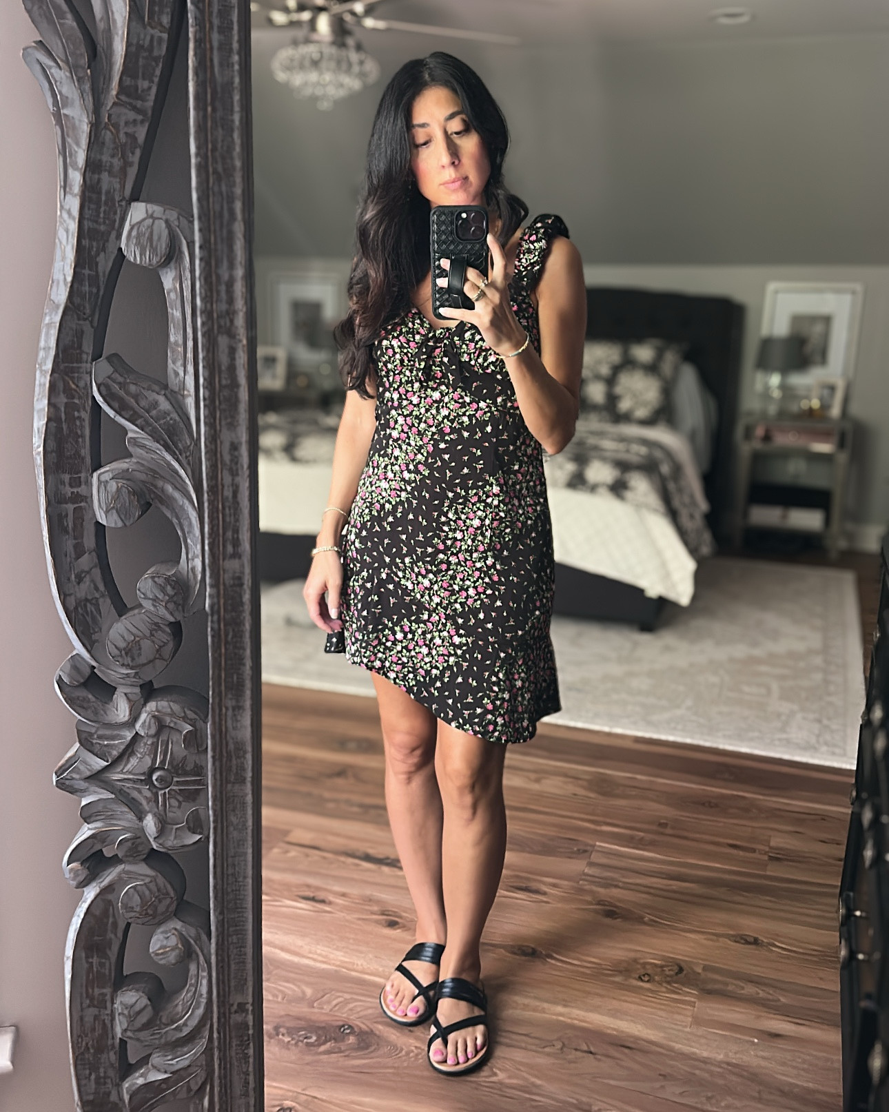 Date day 🖤 Dresses for $20! 
Silky feel floral dress: M
Hiking sandal: 8.5 

#LTKSaleAlert #LTKParties #LTKShoeCrush