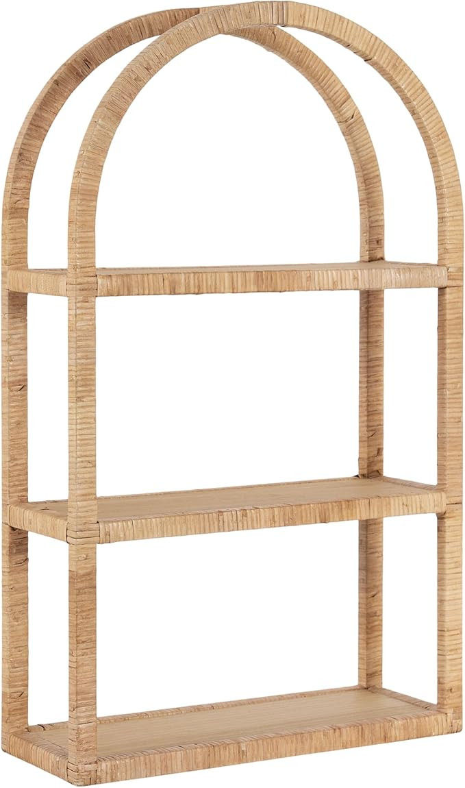 Kate and Laurel Rahmati Modern Arched Rattan Wall Shelf, 18 x 7 x 30, Natural Rattan, Boho Arch W... | Amazon (US)