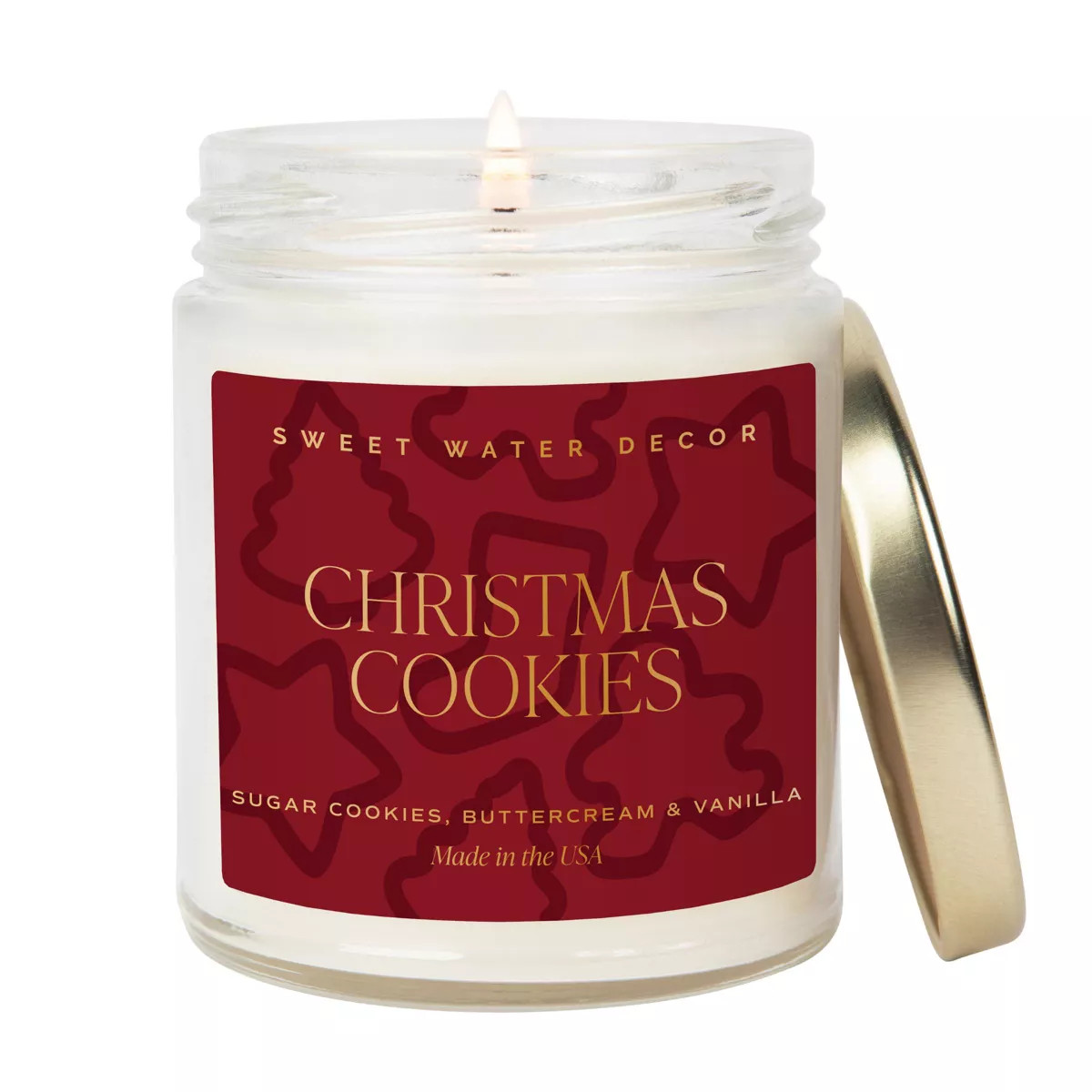 Sweet Water Decor Christmas Cookies Patterned 9oz Clear Candle | Target