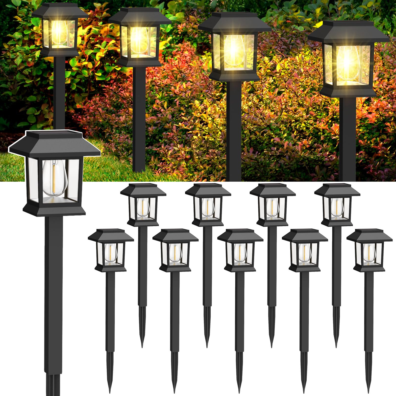 Solar Pathway Lights Outdoor, 12 Pack Upgraded LED Waterproof Solar Lights Outdoor, Landscape Lig... | Amazon (US)