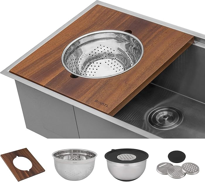 Ruvati Wood Platform with Mixing Bowl and Colander (complete set) for Workstation Sinks - RVA1288 | Amazon (US)