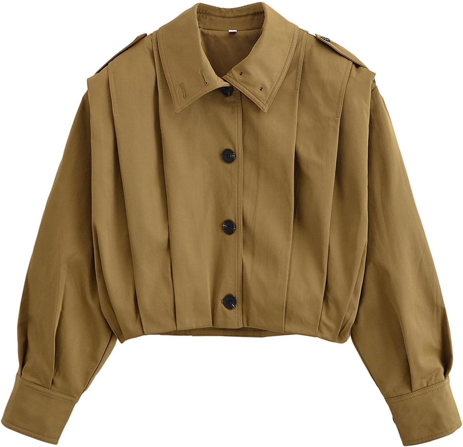 Women's Cropped Pleated Jacket Casual Short Trench Coat | Amazon (US)