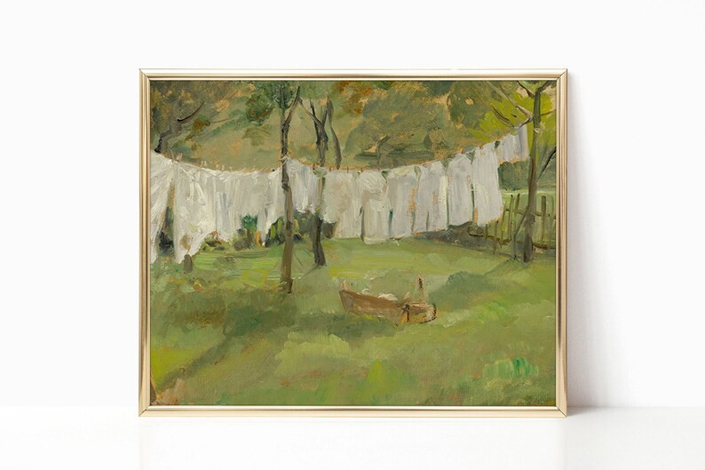 Laundry Room Wall Art Soft Green Spring Vintage Country Farmhouse Decor Oil Painting Canvas Print... | Etsy (CAD)