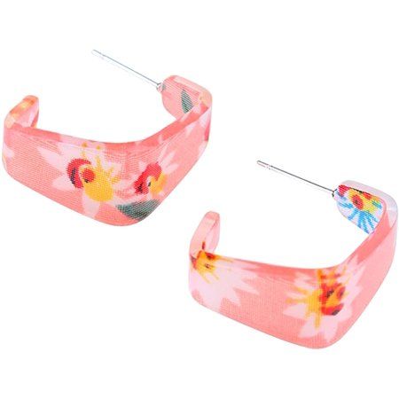 WESTOCEAN Acrylic Resin Hoop Floral Earrings for Women C Shape Statement Fashion Geometric Square Ea | Walmart (US)