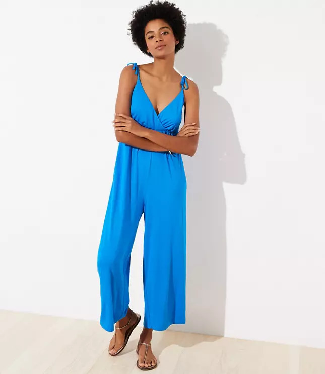 LOFT Beach Tie Shoulder Jumpsuit | LOFT