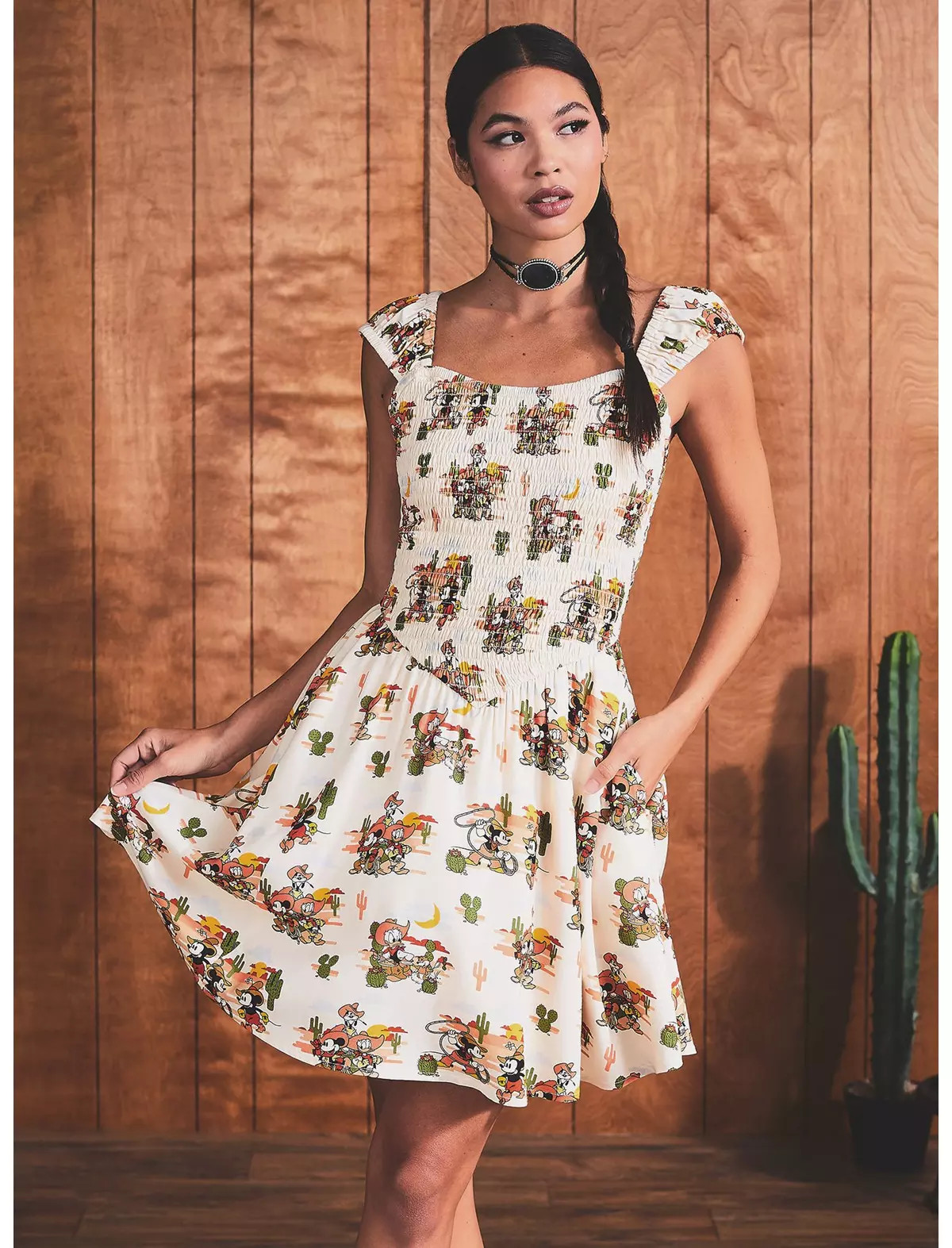 Her Universe Disney Mickey and Friends Western Allover Print Smock Dress - BoxLunch Exclusive | BoxLunch