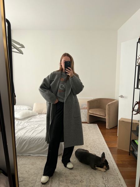 Grey oversized belted coat - wearing a size small 

#LTKSeasonal