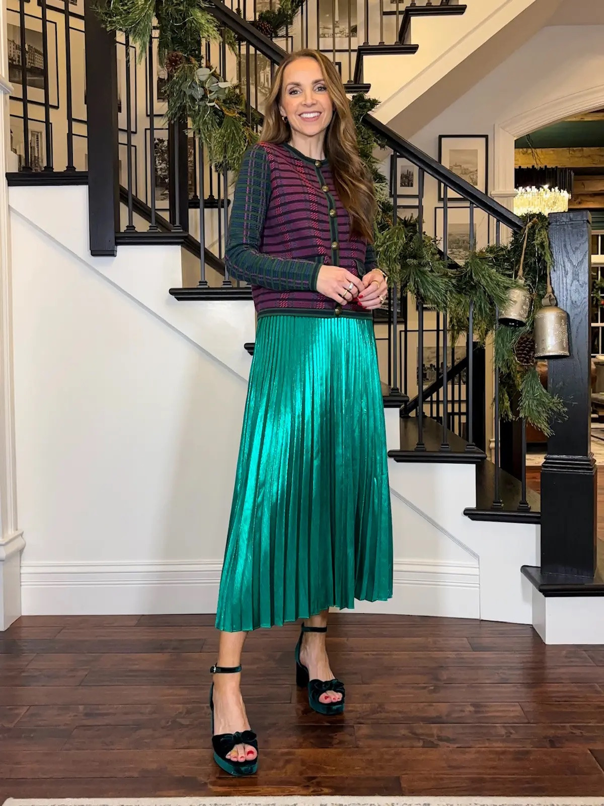 @boden holiday style with green pleated skirt 

#LTKParties #LTKHoliday #LTKSeasonal