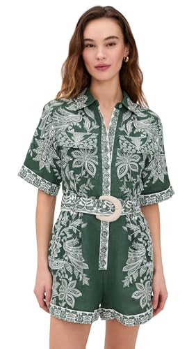 FARM Rio Women's Miranda Short Sleeve Romper, Miranda Dark Green, S | Amazon (US)