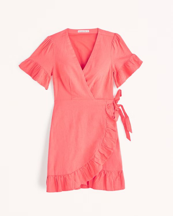 Angel Sleeve Wrap Mini Dress | Abercrombie & Fitch (US)