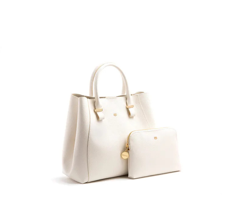 GUNAS New York Jane - Off-White Vegan Leather Satchel - White | Verishop