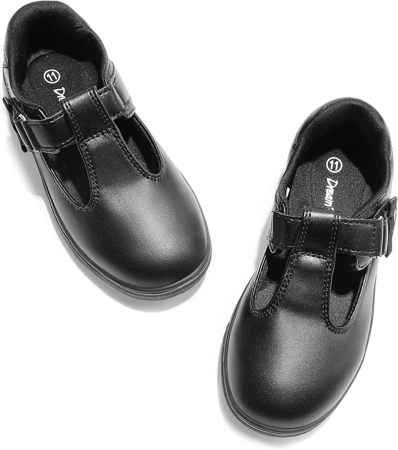 DREAM PAIRS Girls Mary Jane School Uniform Shoes T-Strap Flat Sneakers for Toddler/Little Kid | Amazon (US)