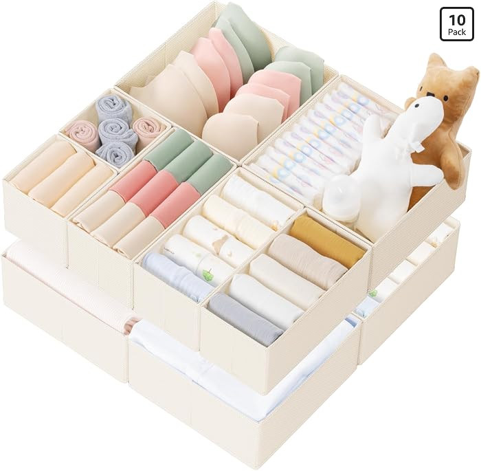 Criusia Drawer Organizer Clothes, 10 Pack Dresser Organizer for Baby Clothes, Underwear, Sock- Fo... | Amazon (US)