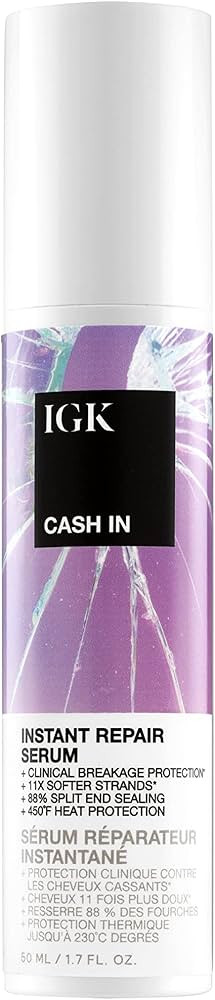 IGK CASH IN Instant Repair Serum | Breakage Protection + Seal Split Ends + Heat Protection | Vega... | Amazon (US)