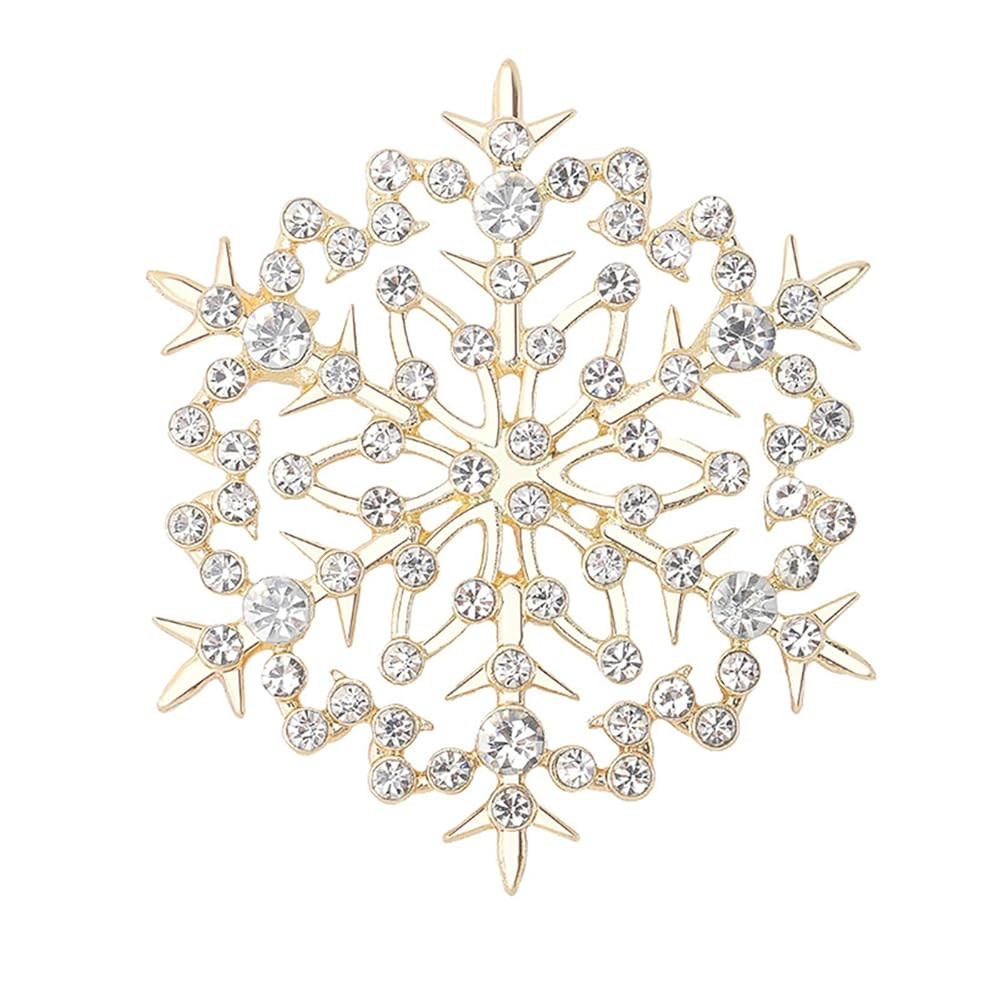 Snowflake Brooch Pins for Women,Vintage Rhinestone CZ Winter Flower Lapel Pins Crystal Christmas ... | Amazon (US)