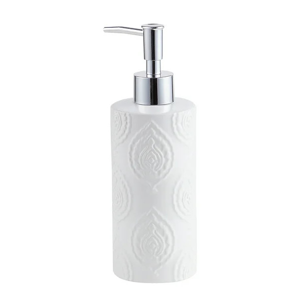 My Texas House Channing 12 oz. Ceramic Embossed Damask Soap Pump, White - Walmart.com | Walmart (US)
