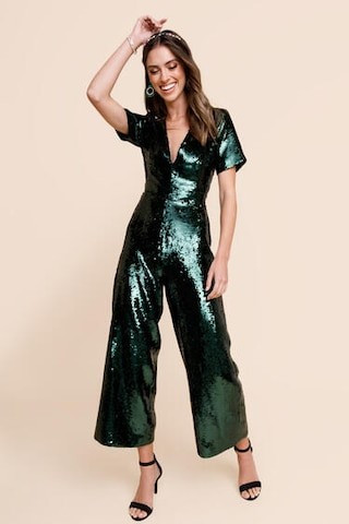 Limelight V-Neck Sequin Jumpsuit | Francesca's