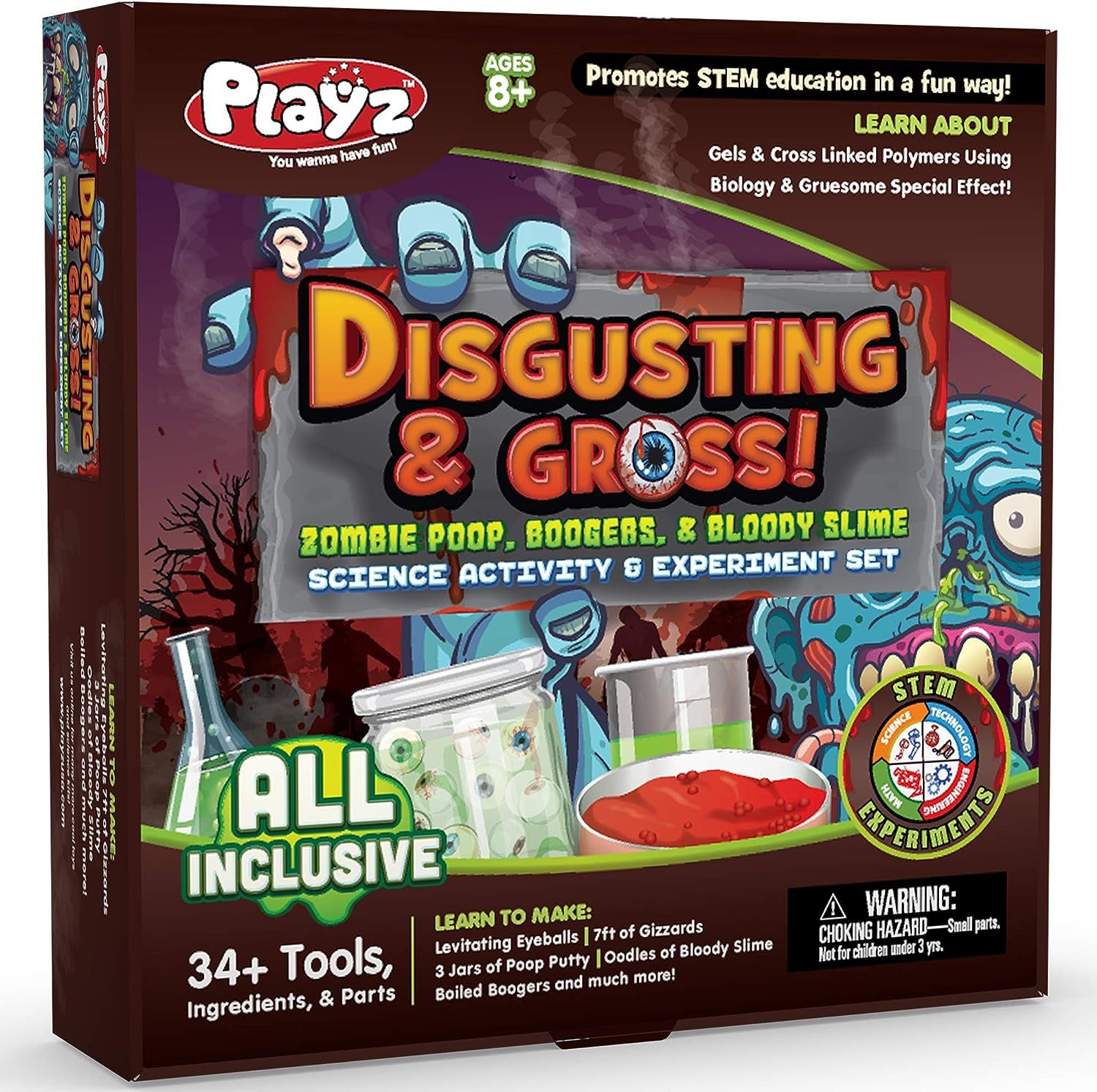 Playz Disgusting n' Gross Zombie Poop, Boogers, & Bloody Slime Science Activity & Experiment Set ... | Amazon (US)