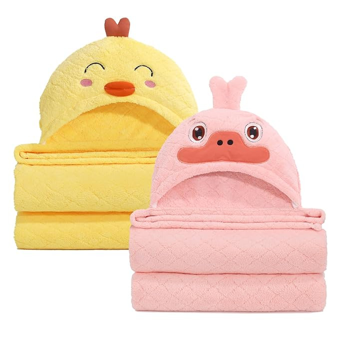 Baby Bath Towels with Hood,2 Pack Animal Hooded Toddler Bath Towel Baby Bath Towels Hooded Kids T... | Amazon (US)