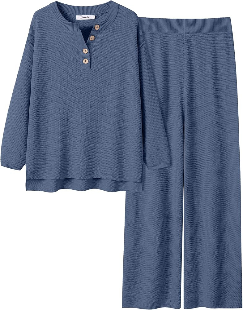 ANRABESS Women 2 Piece Outfits Oversized Loose Waffle Knit Sweater Set 2024 Fall Trendy Matching ... | Amazon (US)