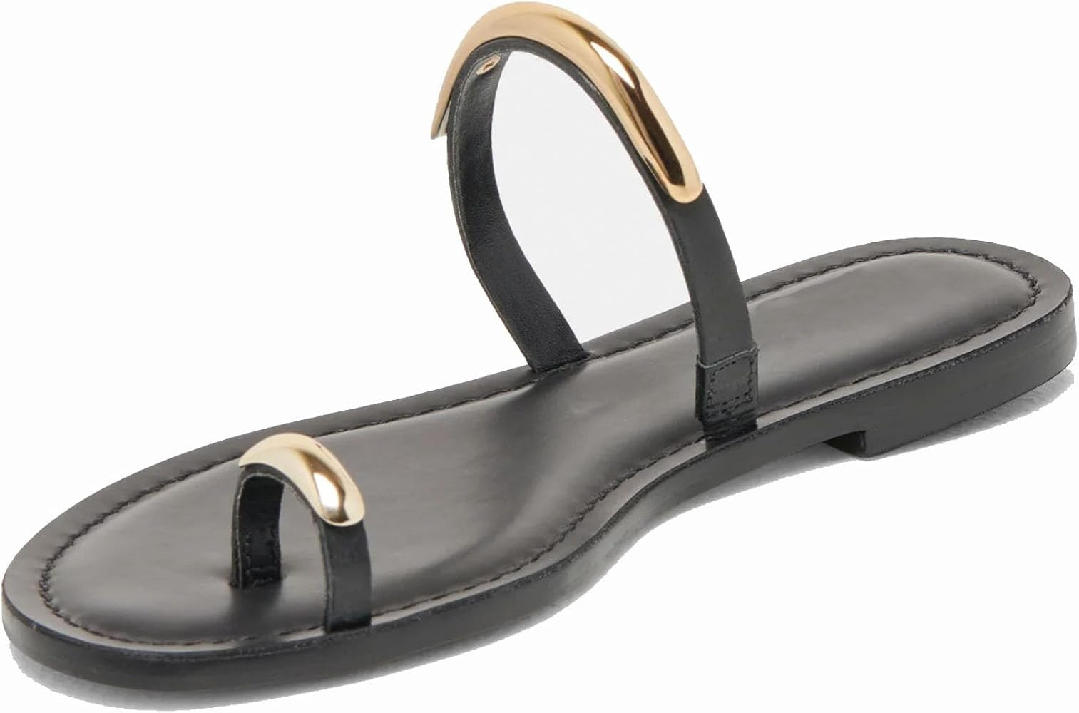 Flat Sandals for Women Metallic Toe Ring Slippers with Strap Comfortable Open Toe Summer Beach Fl... | Amazon (US)