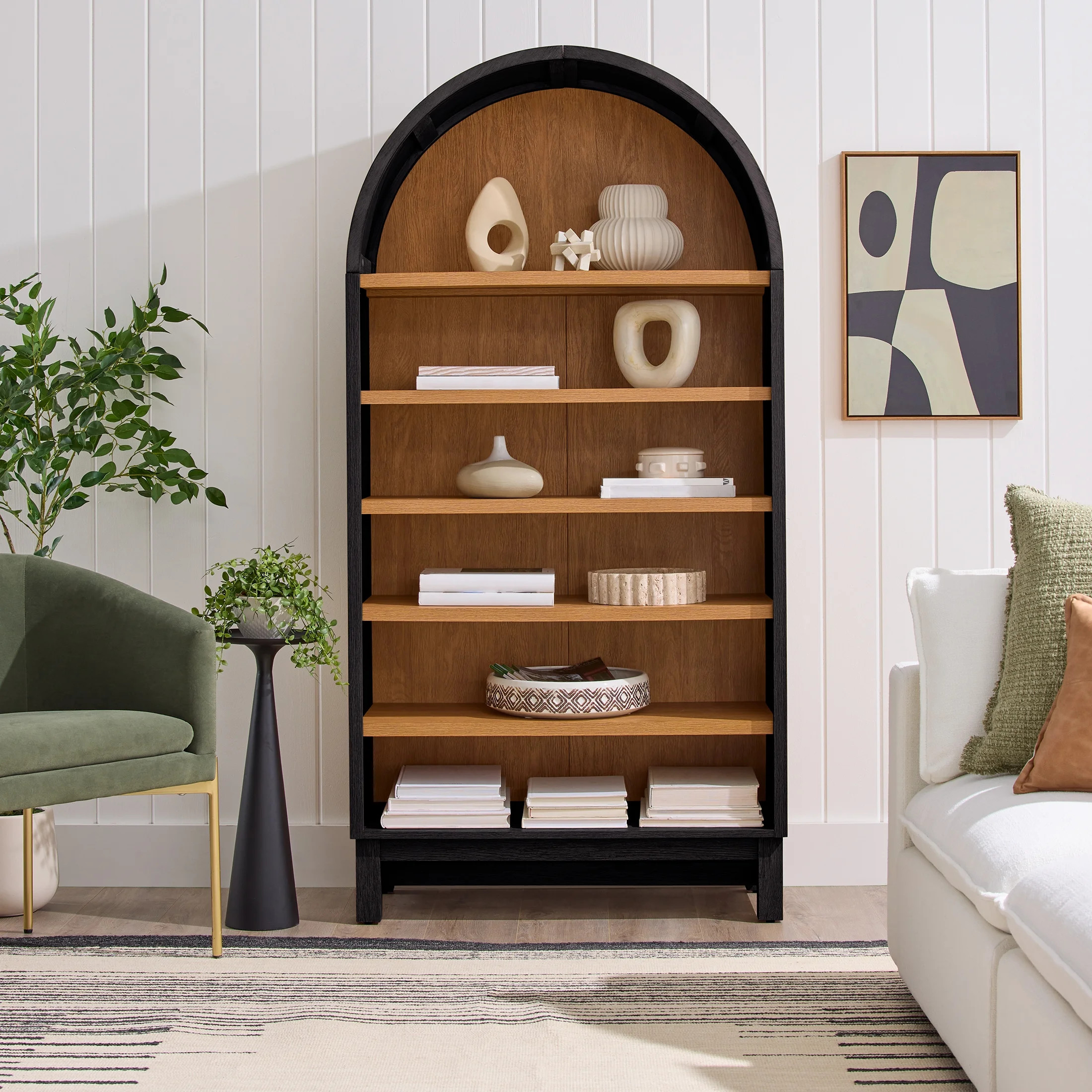 Better Homes & Gardens Juliet Open Arch Bookcase, Rich Black and Light Honey - Walmart.com | Walmart (US)