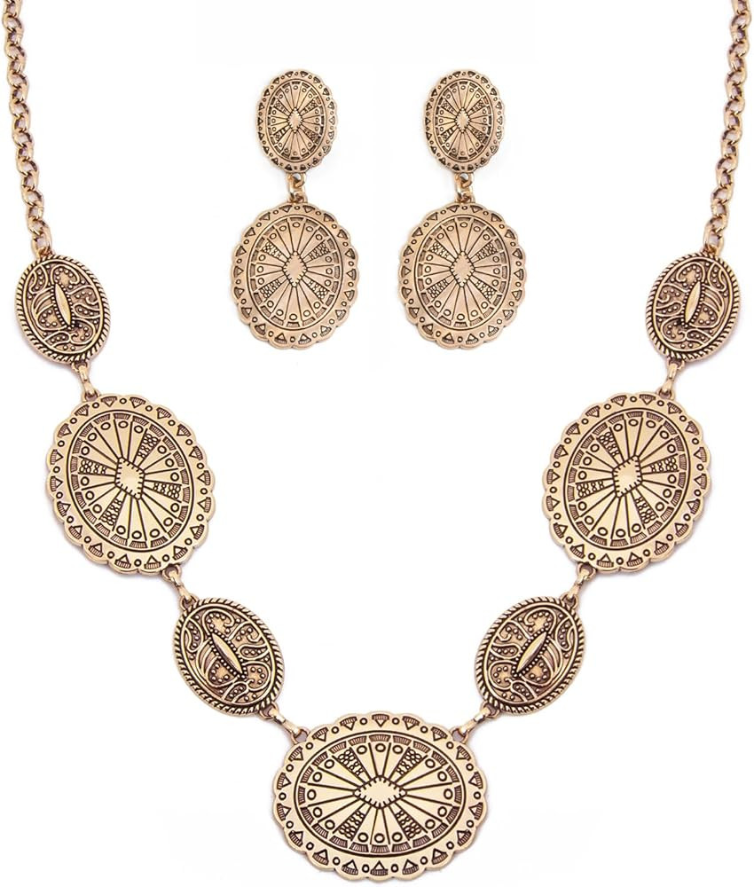TOPACC Western Jewelry Set for Women Metal Vintage Western Necklace with Earrings Cowgirl Jewery ... | Amazon (US)