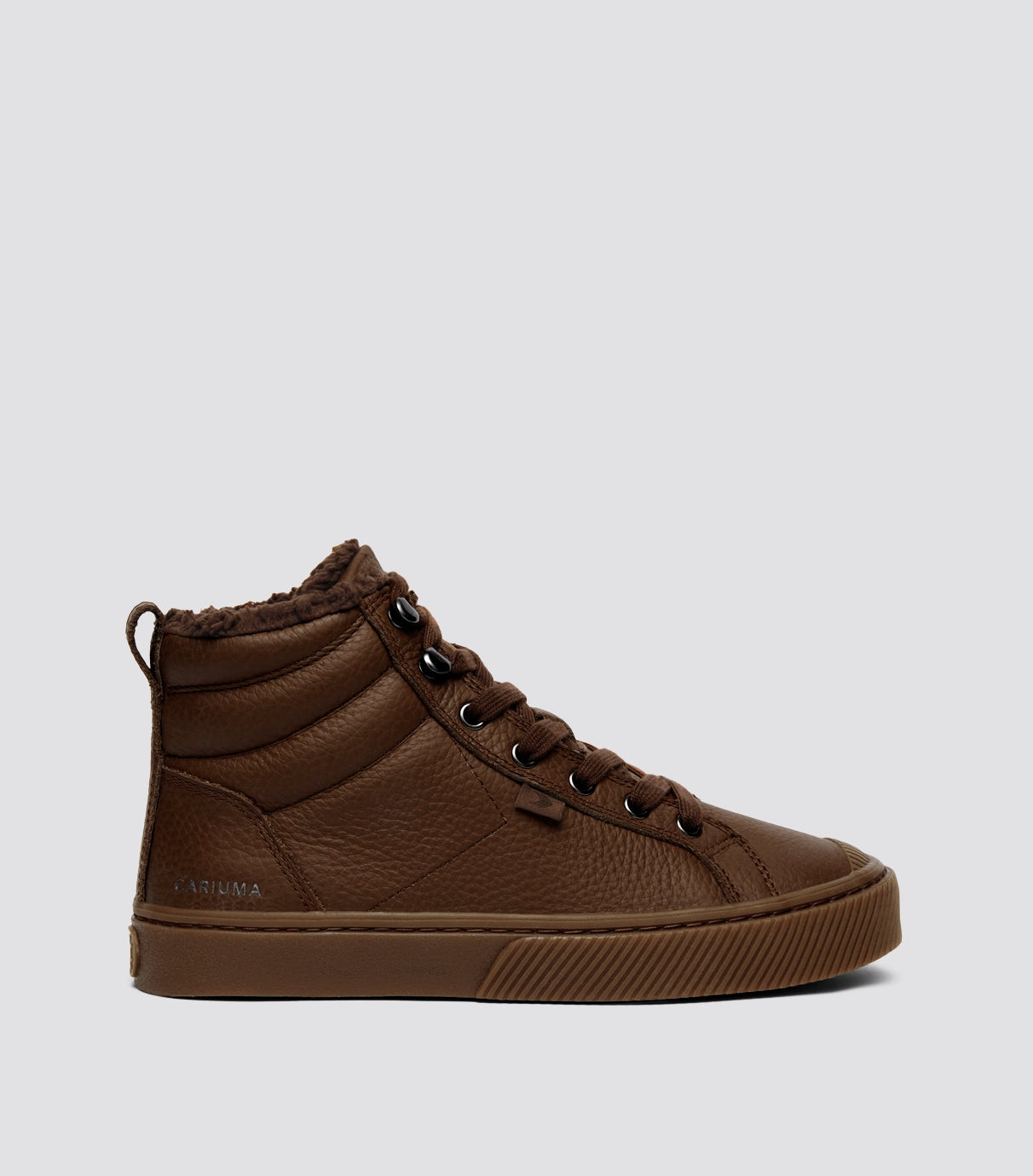 Women's Therma Hooks Brown Pebbled Leather High Top Sneakers | OCA Therma | Cariuma