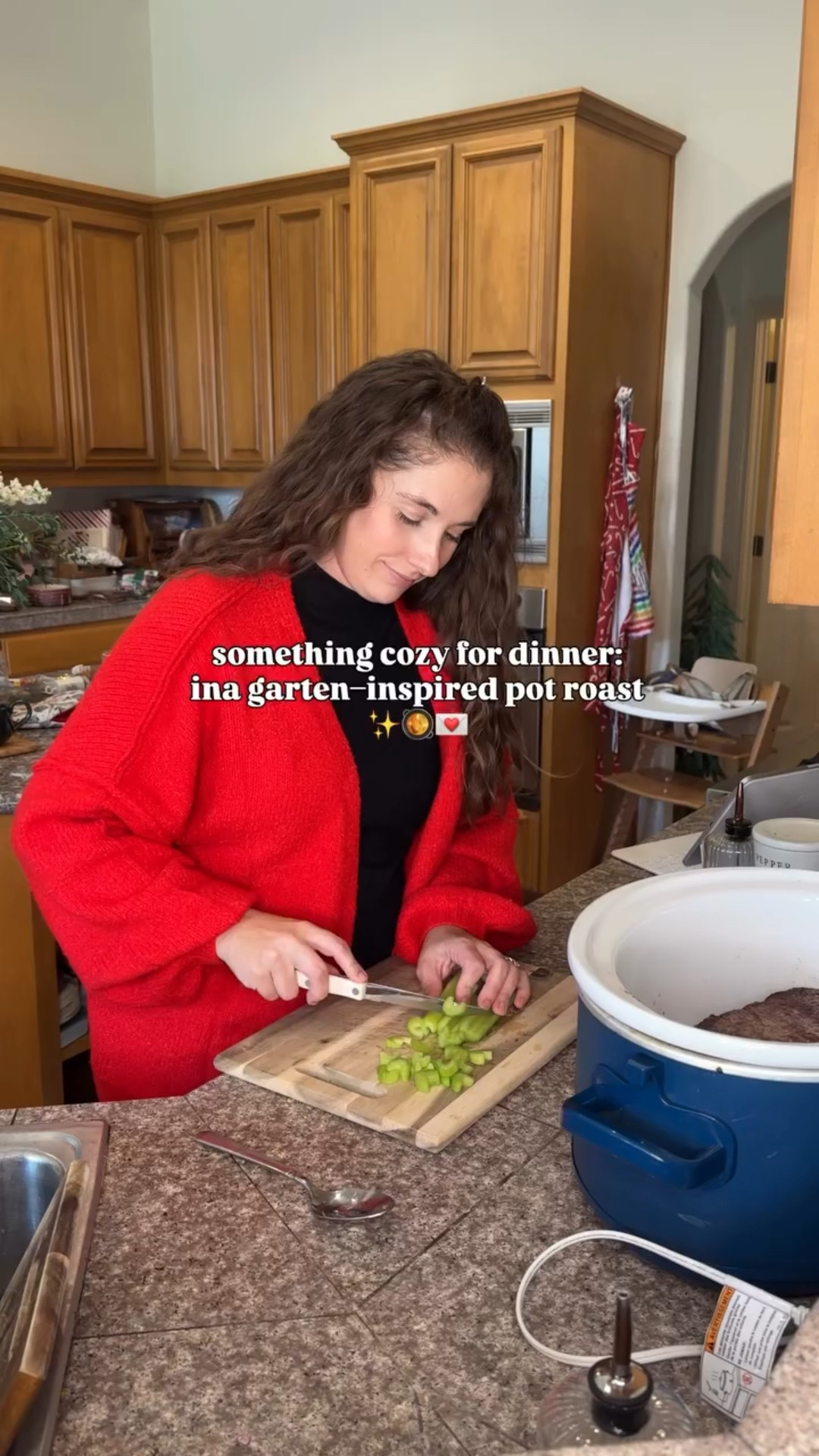 Easy dinner for a cozy night in:
ina garten–inspired slow cooker pot roast

Ingredients:
• 3–4 lb beef chuck roast
• salt + black pepper
• olive oil
• 2 onions, chopped
• 4 cloves garlic
• 4 carrots, chunks
• 2 celery stalks
• 2 tbsp tomato paste
• 1 cup dry red wine
• 2 cups beef broth
• 1 tbsp Worcestershire
• thyme + bay leaves
• baby potatoes (optional)

How I make it:
Season and sear the roast until browned.
Sauté veggies, garlic & tomato paste. Deglaze with wine.
Add everything to the slow cooker and cook LOW 8 hrs (or HIGH 4–5).
Optional: thicken the gravy with a quick butter + flour roux.

Cozy, low-effort, and the kind of dinner that cooks while life happens. 

#inagarten #inagartenrecipe #slowcookerrecipes #cozyathome #comfortcreator

#LTKFindsUnder100 #LTKSeasonal #LTKHome
