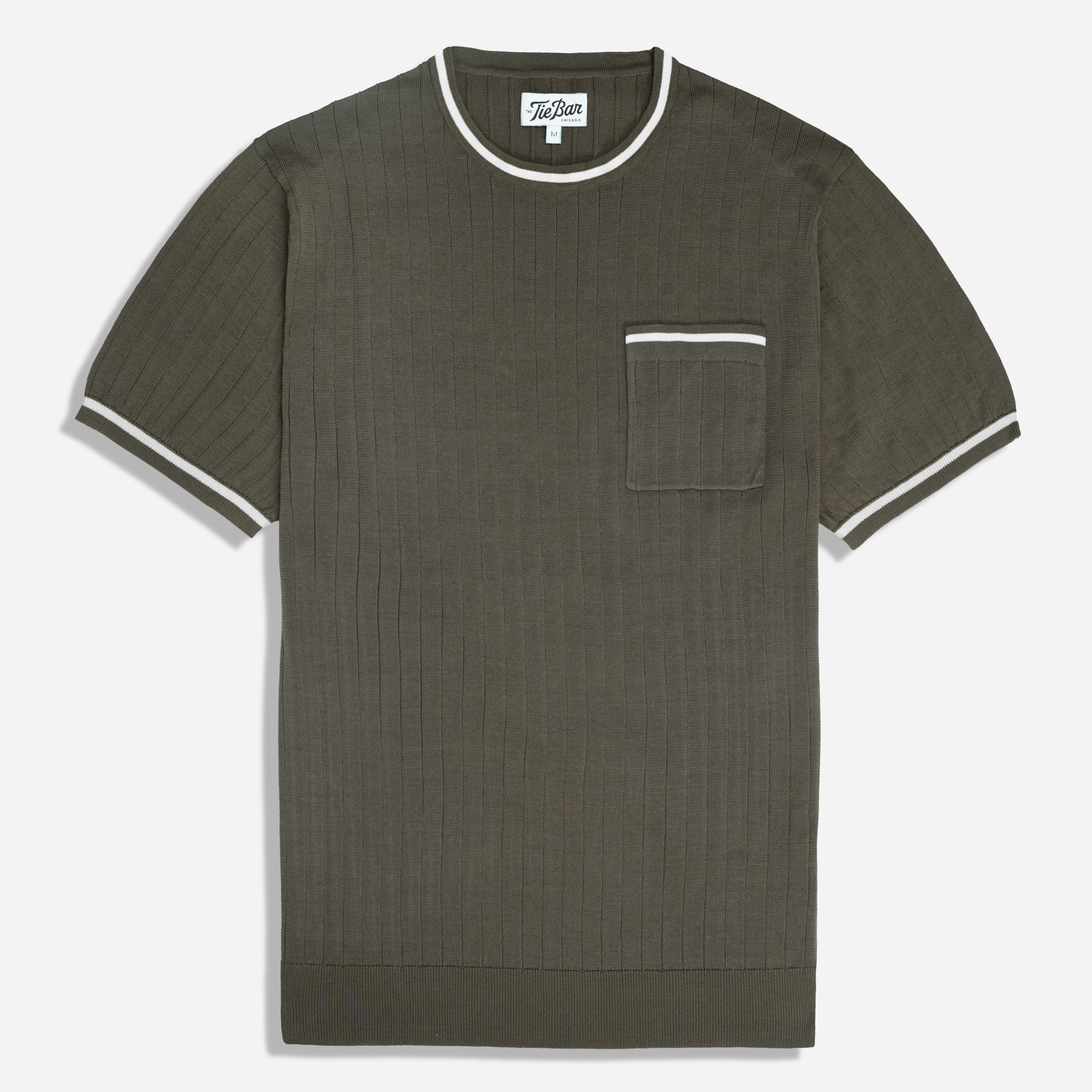 Ribbed Sweater Smokey Olive Tee | Cotton Polos | The Tie Bar | The Tie Bar