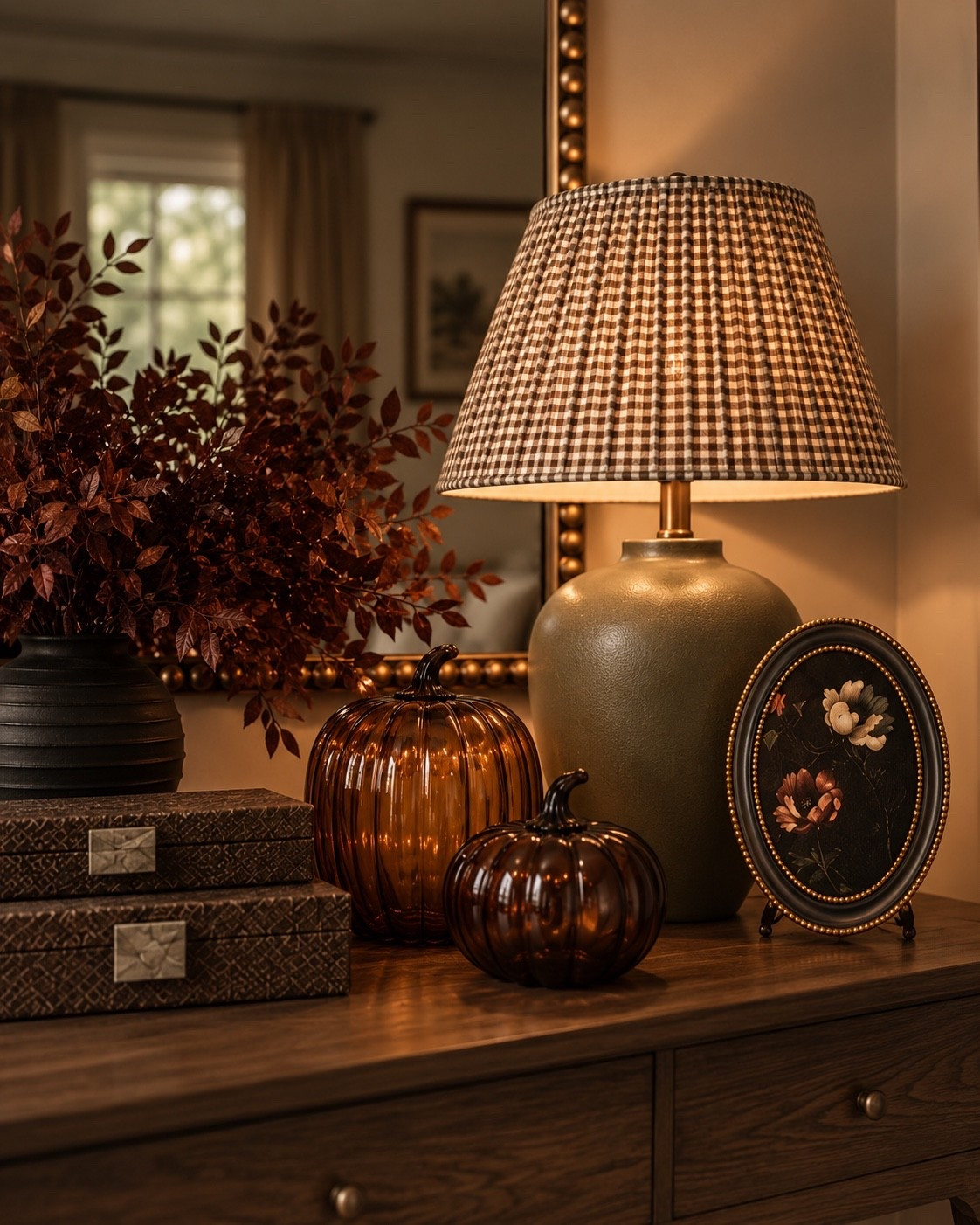 Walmart + Amazon home finds that look expensive 🍁🤎 This cozy fall entryway combines modern organic home decor with vintage-inspired details. Shop the arched mirror, wood console table, neutral ottomans, fall stems, amber pumpkins, table lamp and cozy throw to recreate the look.

#LTKSaleAlert #LTKSeasonal #LTKHome