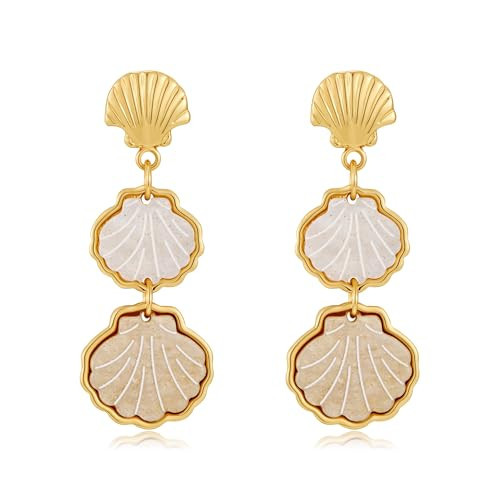 LILIE&WHITE Gold Shell Earrings For Women Trendy Beach Seashell Earrings | Amazon (US)