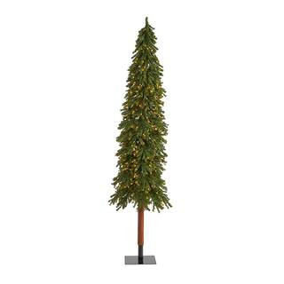 8 ft. Grand Alpine Artificial Christmas Tree with 500 Clear Lights and 1051 Bendable Branches on ... | The Home Depot