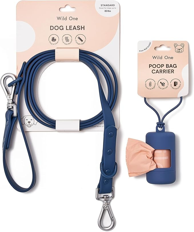 Wild One Nylon Adjustable Length Leash 5.5 Feet and Poop Bag Carrier Set, Waterproof, Odor Resist... | Amazon (US)