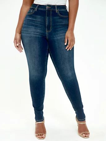 Dark Wash High Rise Super Skinny Jeans - Fashion To Figure | Fashion to Figure