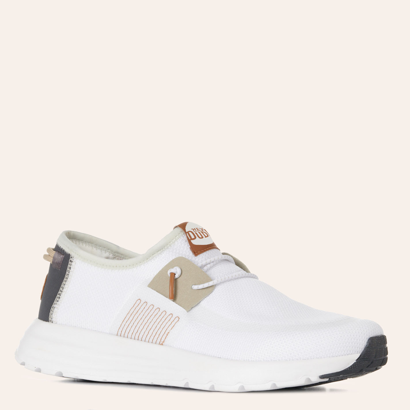 Hey Dude Men's Sirocco Stretch Sox White & Tan Moc Toe Shoes - 10xD - From Cavender's | Cavender's