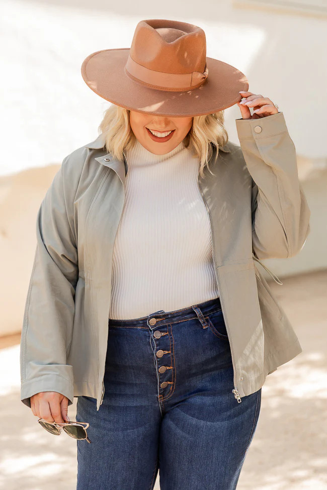 Late Night Talking Olive Drawstring Waist Utility Jacket | Pink Lily